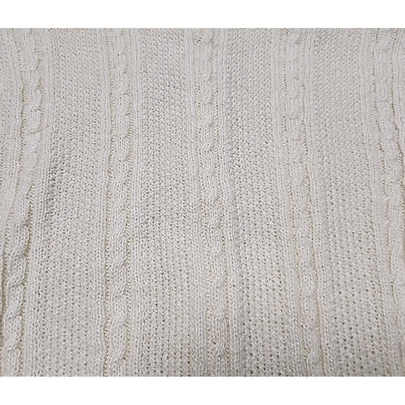 Vtg LL Bean Ivory Mohair Blend Cable Knit Cardigan Sweater USA Made Small - Picture 11 of 14